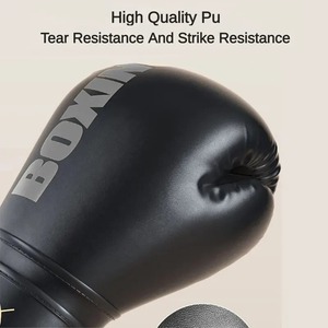 ถุงมือชกมวยสำหรับผู้ชายผู้หญิง PU คาราเต้มวยไทย guantes de boxeo การต่อสู้ฟรี MMA Sanda การฝึกอบรมผู้ใหญ่อุปกรณ์เด็กสีดำ - Product Image 3