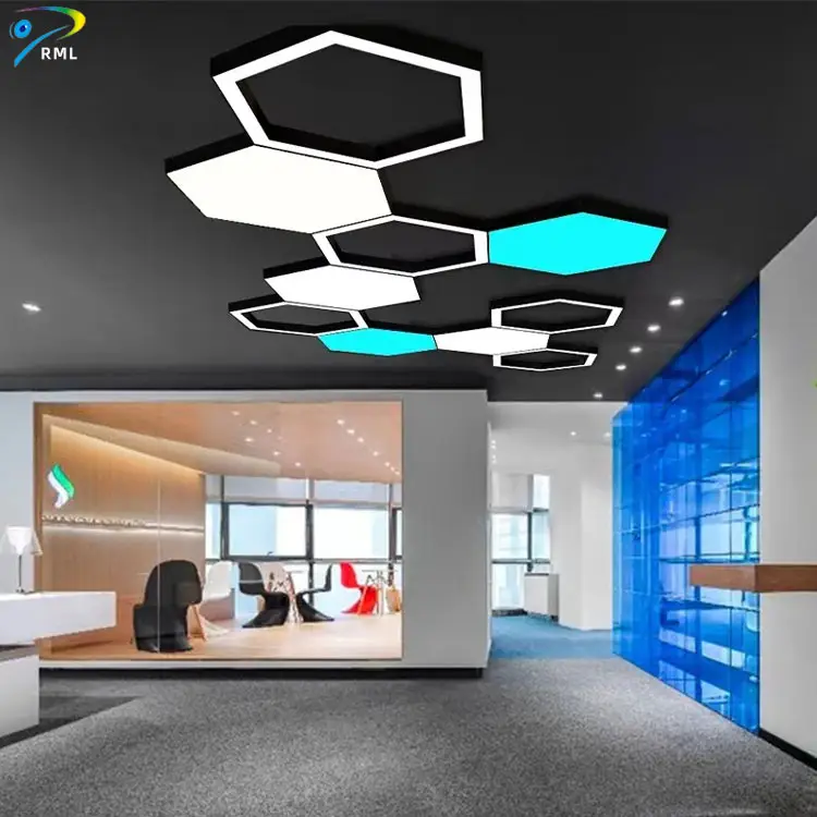 60*60cm Hexagon Led Pendant Lamp Black Led hexagonal shaped lamps For Cafe Home Corridor hexagon shape pendant light 24inch