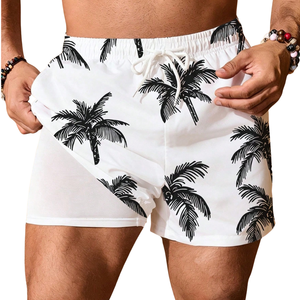 <b>Mens</b> Tropical Palm Print Breathable Fast Dry 100% Polyester Swim Shorts Waist Drawstring Casual Summer Swimming <b>Trunks</b> Two - Product Image 4