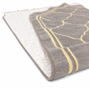 Tapis de prière en velours beige de luxe, Janamaz Sejjadah, antidérapant, tapis musulman, cadeau islamique, vente en gros - Product Image 6