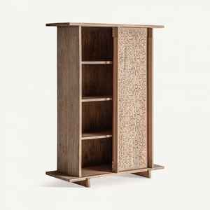 Jacquard Two Sliding Door Wardrobe with Dot Pattern Panels in Natural Finish Mango Wood 80x40x180cm - Product Image 3