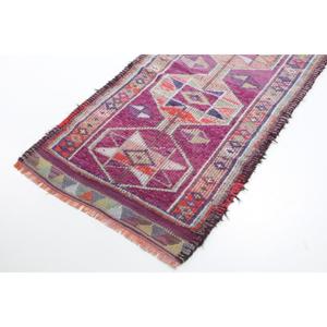 Tapis turc vintage 2,6x11,2 pi (78x340 cm), tapis en laine violette - Product Image 2