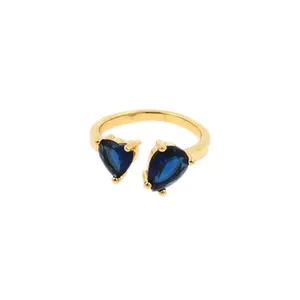 925 Sterling Silver Quartz Tanzanite Pear and Heart Shape Gemstone Prong Setting Adjustable Band Ring Wedding Gemstone Rings