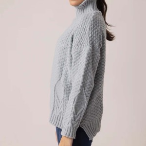 Pull en coton pour femme avec logo personnalisé, manches longues, respirant, tricoté, pull d'hiver, style streetwear - Product Image 4