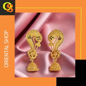 ชุดต่างหูแบบดั้งเดิม22CT ชุบทองแบบ Jhumka เครื่องประดับสำหรับผู้หญิงที่สวมใส่โดยผู้ส่งออก - Product Image 3