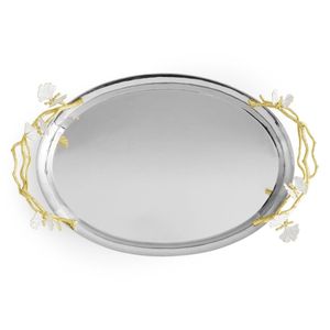Plateau de service décoratif en acier inoxydable avec design artistique adapté aux mariages cadeaux pendaison de crémaillère occasions festives - Product Image 2