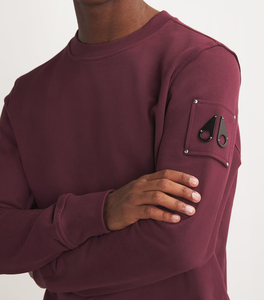 Sweat-shirt à col rond décontracté pour hommes, pull à manches longues avec poche sur le bras, Streetwear de couleur unie en mélange de coton doux - Product Image 6