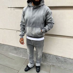 Sweat à capuche vintage personnalisé de qualité supérieure pour hommes, en coton épais, style français, effet délavé à l'acide - Product Image 4