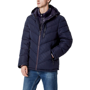 Blouson matelassé léger en toile pour homme avec col montant et logo frontal - Style streetwear d'hiver pour l'école, les voyages et les courses - Product Image 2