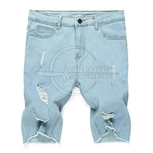 Short en jean en coton de haute qualité pour hommes sur mesure longueur au genou avec motif solide taille moyenne vente en gros en ligne - Product Image 5