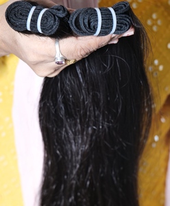 100% máquina de cabello humano sin procesar virgen crudo mechones rectos de Color Natural extensiones de cabello humano baratas indias - Product Image 2