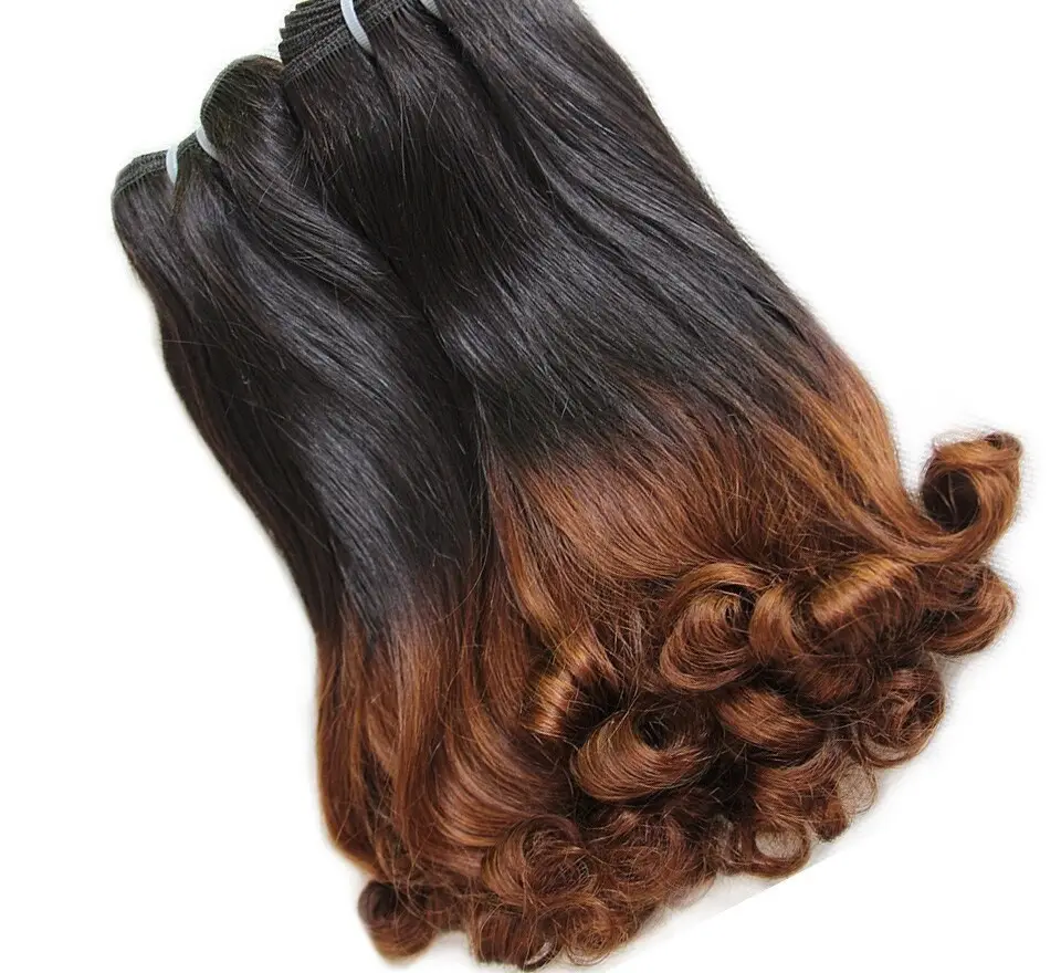 # Ombre Human Hair Double Drawn Brazilian 3 Bundles Bouncy Curly Hair Fumi Funmi Spring Curl Remy Hair Weave Extensions