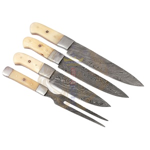Juego de Cuchillos de Chef Forjados a Mano en Acero de Damasco con Diseño Personalizado, Económico, con Mango de Madera y Bolsa de Cuero - Product Image 1