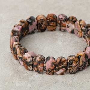 Pulsera de Rodonita Natural con Corte Ancho - Product Image 3