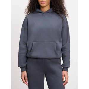 Ensemble pantalon à capuche en coton personnalisable de haute qualité pour femmes Épaule tombante Couleur personnalisée pour femmes - Product Image 4