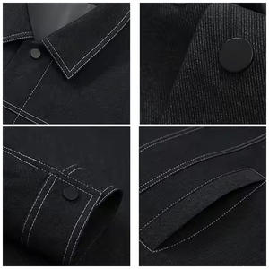 Veste en jean 100% coton de haute qualité pour hommes saison d'hiver style formel avec col rabattu et boutons recouverts tissu en toile - Product Image 6