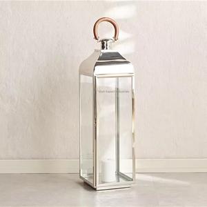 Accent Luxury Easter Eco-Friendly Vela de acero inoxidable Linterna Vidrio transparente Mango de madera Linternas de piso Decoración del hogar - Product Image 1