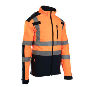 Chaqueta Softshell Reflectante Naranja para Hombre, Chaqueta de Trabajo de Seguridad, Resistente al Viento y al Agua, con Cremallera Completa, Alta Visibilidad - Product Image 2
