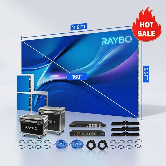 RAYBO P1.9 P2.6 P3.9 Never Black Turnkey Led Video Wall System Package Indoor Flexible Curve Rental Display Stage Screen Panel