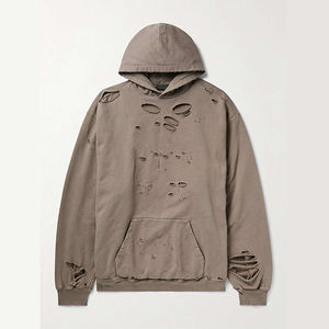 Men's <b>Distressed</b> Oversized Hoodie <b>Top</b> Selling 100% Cotton Fleece Acid Wash Eco-Friendly Embroidered Logo Comfortable Winter Wear - Product Image 4