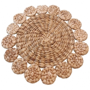 Handwoven Natural Water Hyacinth <b>Square</b> Bohemian Style Eco-Friendly Braided <b>Placemat</b> Charger Plate Tablemat Made Vietnam Dining - Product Image 3