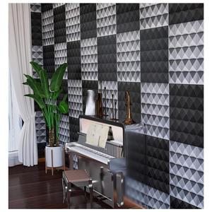 Panneau mural acoustique en bois MXYXE-001, motif pyramidal gris, 0,5 m x 0,5 m, 2 pouces d'épaisseur, insonorisation pour salon et entrepôt - Product Image 4
