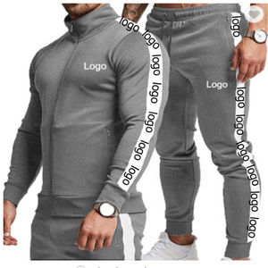 Ropa para correr para hombre, chaqueta ajustada con cremallera y cuello levantado, bolsillos con cremallera, cintura elástica, chándales flexibles - Product Image 2