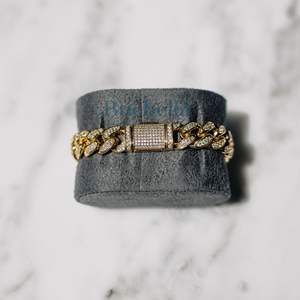 Bracelet rond en moissanite plaqué or 18 carats pour femmes, style hip-hop, chaîne cubaine fine, BUEBELLA JEWELS, modèle BBJ-551 - Product Image 2