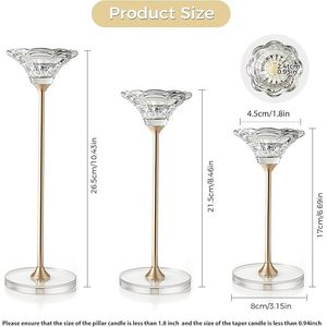 Juego moderno de 3 candelabros de cristal transparente y candelabros decorativos para decoración del hogar boda fiesta aniversario - Product Image 2