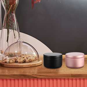 ขวดโหลเทียนเคลือบผงพร้อมฝาปิดสำหรับทำเทียนขี้ผึ้งเหมาะสำหรับตกแต่งบ้านและโรงแรมสำนักงาน - Product Image 4