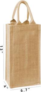 Custom Logo Printed 100% Eco-Friendly Canvas Jute <b>Bottle</b> Tote <b>Bags</b> Bulk Quantity From Bangladesh - Product Image 4