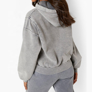 Meilleur design Sweats à capuche personnalisés et délavés à l'acide pour femmes Séchage rapide Respirant avec fermeture éclair Vêtements d'hiver stylés OEM pour l'hiver - Product Image 2