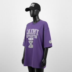 T-shirt ample pour femme, coton jersey de haute qualité 180 GSM, respirant, violet, coupe ample, logo imprimé en plastisol, t-shirt en coton pour femme - Product Image 4