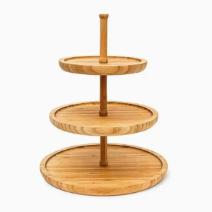 Premium Square 3 Tier Acacia <b>Wooden</b> Cake <b>Stand</b> Dessert Display Tower <b>Cupcake</b> Serving Platter For Parties Weddings Birthdays - Product Image 2