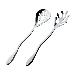 Nouveau service à salade en acier inoxydable Set de cuillères avec ensemble de salade unique poli naturel mot exigeant - Product Image 1