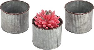 Galvanized Mini Bucket Containers With Gold Welding Galvanized Corrugated <b>Small</b> Metal Cylinder Succulent <b>Planter</b> Pots - Product Image 5