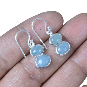 Boho Style 925 Sterling Silver Calcedony Gemstone Boucles d'oreilles Bijoux Boucles d'oreilles en argent faites à la main Bijoux pour femmes Cadeau de mariage - Product Image 1