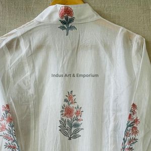 Hermoso Vestido de Algodón con Estampado Floral, Vestido para Uso Casual, Vestido con Estampado a Mano - Product Image 3