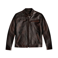 Veste en cuir Roadster personnalisée pour homme, noir café, style vintage, veste de motard