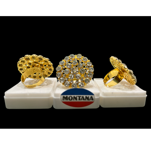 แหวนชุบทองและเงินสวยพร้อมลายดอกไม้และฝังเพชรแบบอเมริกัน - Product Image 2