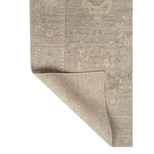 Tapis noués à la main en laine ivoire Aurora, motif médaillon rectangulaire en puzzle, pour entrée de maison, salon, espaces adolescents - AKWL-1558 (Cs-01) - Product Image 5