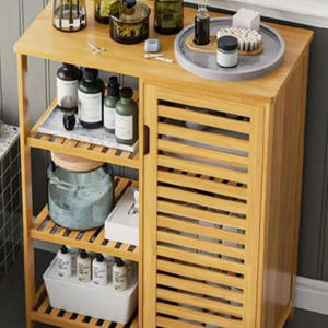 Best Quality Bamboo Double Tier Portable Modern Shelf <b>Cabinet</b> Organizer 66x87x33cm - Product Image 2