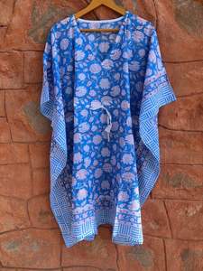 Caftán con estampado de bloques indios hecho a mano para mujeres y niñas, colección de verano, nueva ropa universitaria, Top corto lavable para Noche de playa - Product Image 3