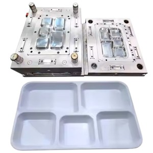 Moldeo por inyección de plástico HIPS personalizado para platos de comida domésticos de 5 compartimentos para microondas ecológicos - Product Image 1