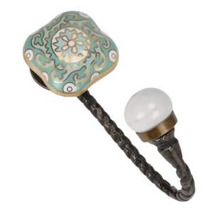 Sac à chapeau en céramique, fait à la main traditionnel vert sauge, carré en céramique solide, mur métallique réutilisable, crochets pour vêtements, robuste HK-2002 - Product Image 1