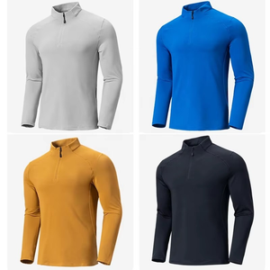 Camisas deportivas para correr de secado rápido para hombre, camisetas de manga larga atléticas activas, camisetas con cremallera de 1/4 cuartos - Product Image 2