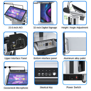 Цифровая интерактивная подиумная трибуна для церкви с подъемным механизмом, 4K-экраном с антибликовым покрытием, микрофоном и 32-дюймовым фронтальным экраном для использования в розничных магазинах - Product Image 4