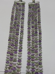 Cuentas de Piedra de Amatista Verde Rosa Natural Talladas Suaves de Alta Calidad M.Y.GEMS, Forma de Calabaza/Melon, 8mm-14mm, para Joyería - Product Image 2