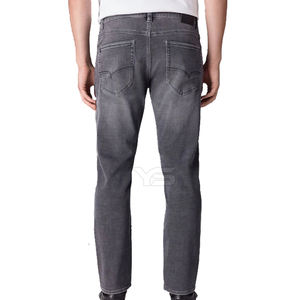 Nueva llegada de los hombres de mezclilla personalizados de estilo de calle alta pantalones vaqueros rectos 100% algodón primavera otoño media cremallera Fly moda bolsillo - Product Image 2