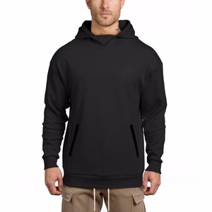 Boxy court Fit hommes sweats à capuche survêtements incroyable Logo personnalisé fermeture éclair complète à capuche ensemble de marque vierge surdimensionné Streetwear vêtements - Product Image 1